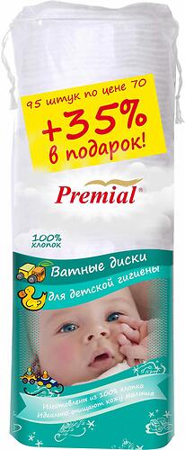 Ватные диски Premial детские круглые 70 шт. (1)