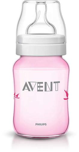 Бутылочка Avent Classic 260 мл 1мес+ розовая с птицами (8)