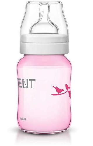Бутылочка Avent Classic 260 мл 1мес+ розовая с птицами (11)