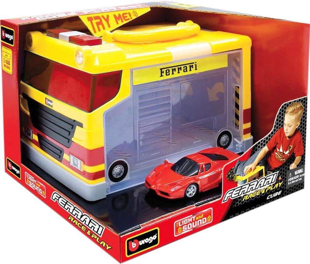 Гараж куб. Bburago гараж Ferrari. Машинка самосвал игровой со светом и звуком, Bburago 16-89007. Паровоз игровой со светом и звуком, Bburago 16-89005. Машинка игровая со светом и звуком Mini Cooper s: Red, Blue, Bburago 16-81205.