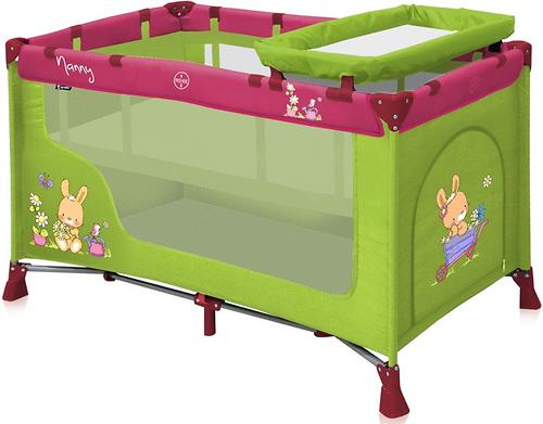 Кровать-манеж Bertoni Nanny 2 Green-Pink Bunnies (2)