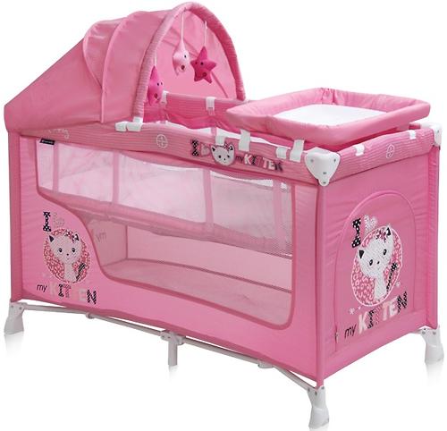Кровать-манеж Bertoni Nanny 2 Plus Pink Kitten (2)