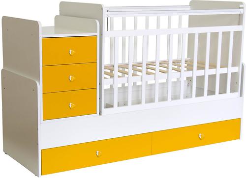 Кроватка-трансформер детская Фея 1100 Белый-Желтый (4)