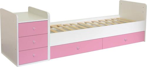 Кроватка-трансформер детская Фея 1100 Белый-Розовый (5)