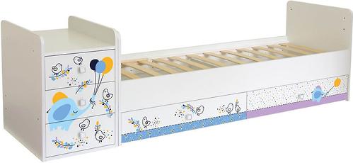 Кроватка-трансформер детская Фея 1100 Слоник на шаре Белый (6)