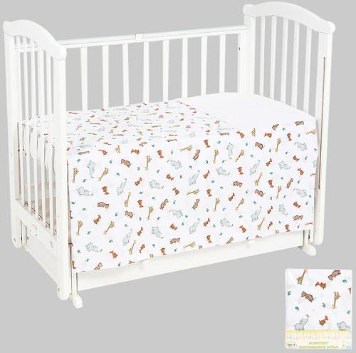 Комплект постельного белья в кроватку Leader Kids Маленький зоопарк Белый бязь (1)