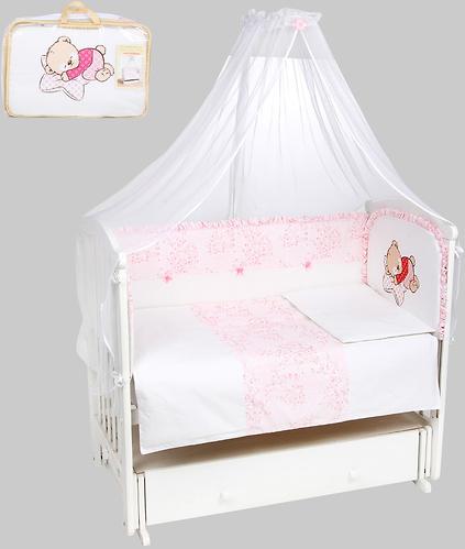 Комплект в кроватку Leader Kids Мишка на подушке 7 предметов Розовый (1)