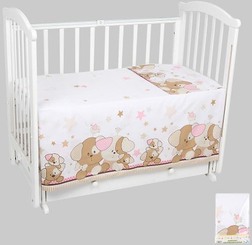 Комплект постельного белья в кроватку Leader Kids 3 предмета Собачки Розовый (1)