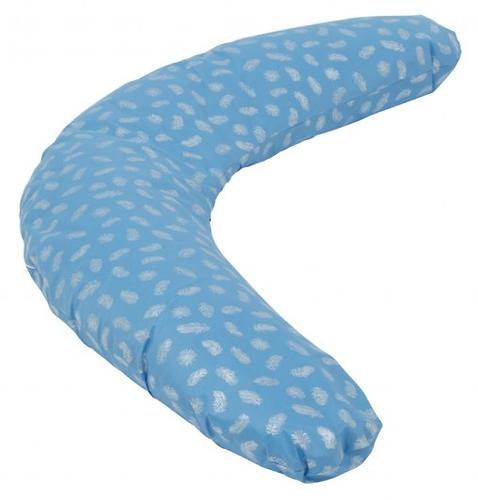 Подушка для беременных Roxy Kids наполнитель холлофайбер Голубая c белыми перышками (12)