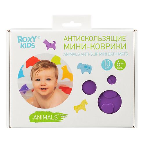 Антискользящие мини-коврики ROXY-KIDS для ванны ANIMALS 10шт (16)