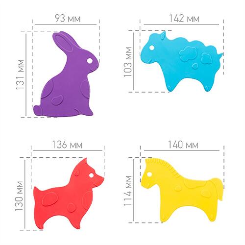 Антискользящие мини-коврики ROXY-KIDS для ванны Animals в ассортименте 5 шт (13)