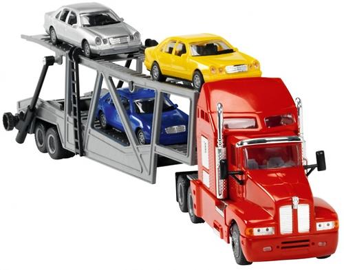 Dickie Toys Трейлер с тремя машинами (5)