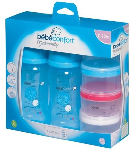 Бутылочка Bebe Confort Evidence пластиковая 270мл 0-12м 2шт с контейнером для хранения молока (2)