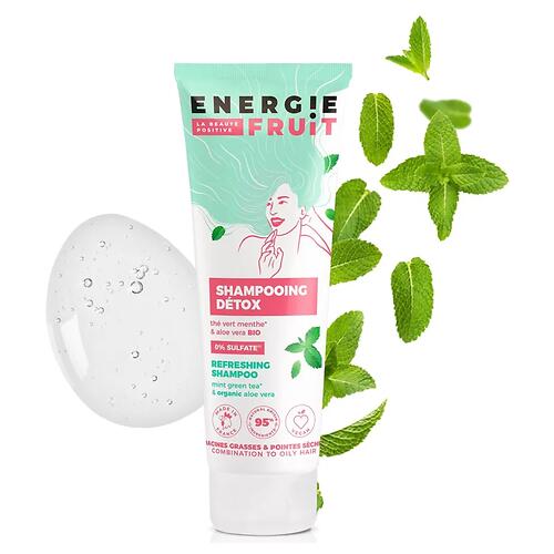 Бессульфатный шампунь детокс для волос Energie Fruit Мятный Зеленый чай и Органический Алоэ Вера Био 250мл (5)