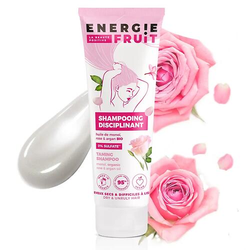 Бессульфатный разглаживающий шампунь для волос Energie Fruit Монои, Роза и Аргановое масло Био 250мл (5)
