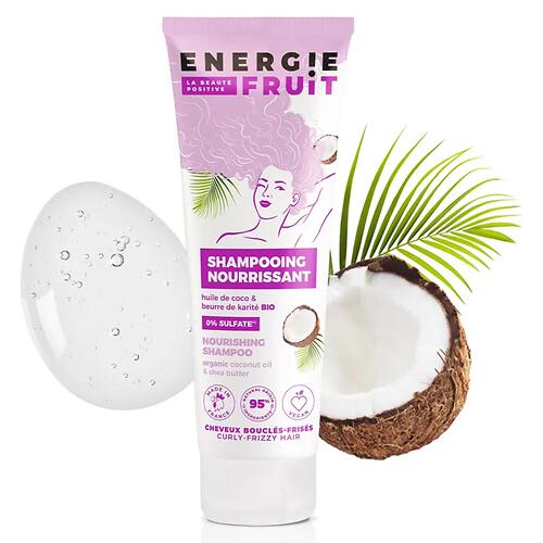 Бессульфатный шампунь для питания волос Energie Fruit Органическое масло Кокоса и Карите 250мл (5)