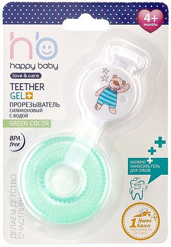 Прорезыватель силиконовый с водой Happy Baby Teether gel+ Green (4)