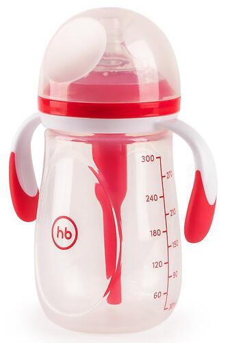 Бутылочка Happy Baby антиколиковая с ручками и силиконовой соской 300 мл 10020 Ruby (3)