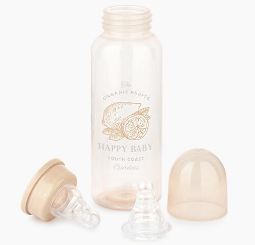 Бутылочка Happy Baby антиколиковая с силиконовыми сосками средн. поток 250 мл Beige (5)