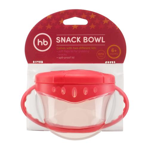 Тарелка с двумя крышками Happy Baby Snack Bowl Red (8)