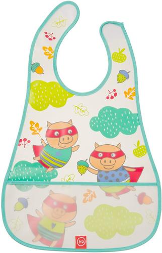 Нагрудник Happy Baby на липучке Waterproof Baby Bib Mint Pigs (3)
