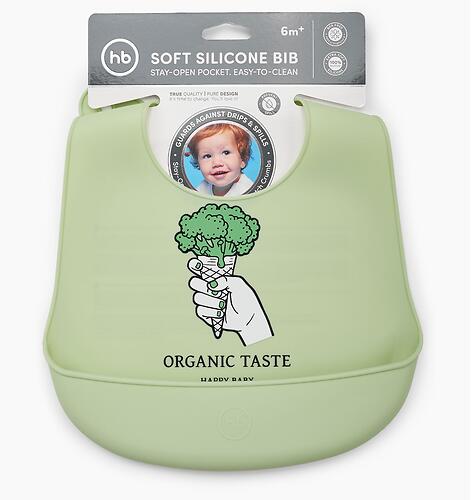 Нагрудник Happy Baby силиконовый Soft Silicone Bib Green (10)