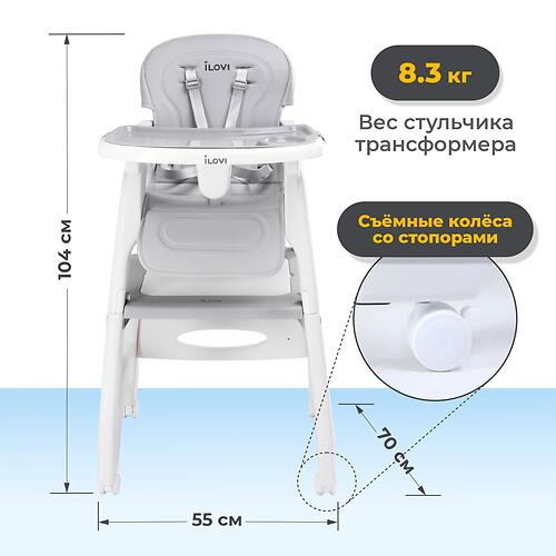 Outlet! Стульчик для кормления iLovi Peek Grey (Алм) (12)