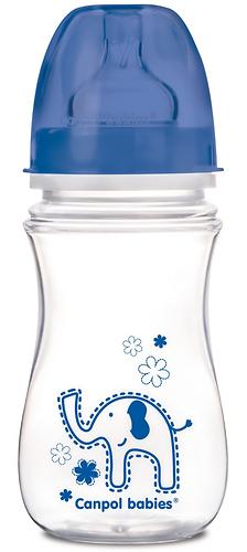 Бутылочка Canpol антиколиковая с широким горлышком EasyStart Цветные зверушки 240 мл 3м+ в ассортименте (5)