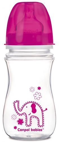 Бутылочка Canpol антиколиковая с широким горлышком EasyStart Цветные зверушки 240 мл 3м+ в ассортименте (4)