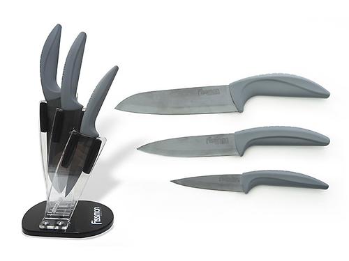 Набор ножей Fissman 4 пр. JAZZ premium на акриловой подставке (черные керамические лезвия) 2654 (1)