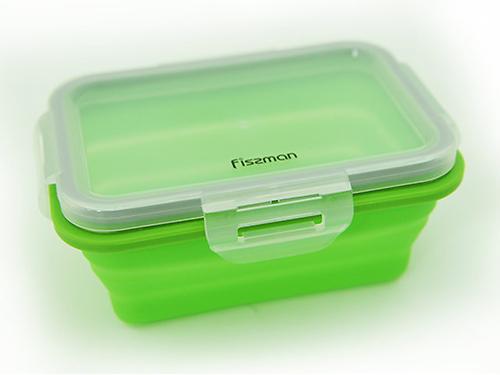 Складной прямоугольный контейнер для хранения продуктов 15x11x6 см / 410 мл (силикон, пластик) Fissman 7489 (2)