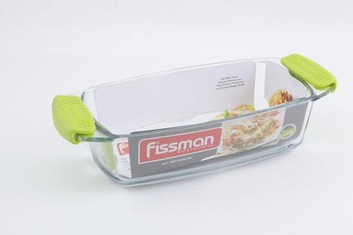 Прямоугольное блюдо для запекания 30.9x14x7 см / 1.5 л с силиконовыми ручками (стекло) Fissman 6136 (1)