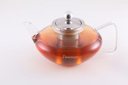 Заварочный чайник с ситечком из стали Fissman COLOMBO 1200 мл (стекло) 9215 (1)