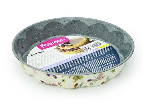 Форма для выпечки пирога круглая 28x5 см с узором (углеродистая сталь с антипригарным покрытием) Fissman 5610 (1)