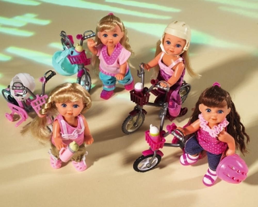 Куклы какие играют девочки. Кукла Эви с велосипедом. Куклы "Еви и Тимми" ,12см. Игрушки для девочек 6 лет.
