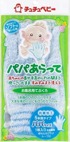 Мочалка-рукавица для мытья ребенка Chu Chu Baby голубая для папы (3)