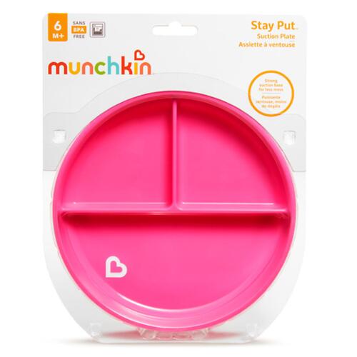 Детская тарелочка Munchkin секционная на присоске Stay Put Розовый 6+ (10)