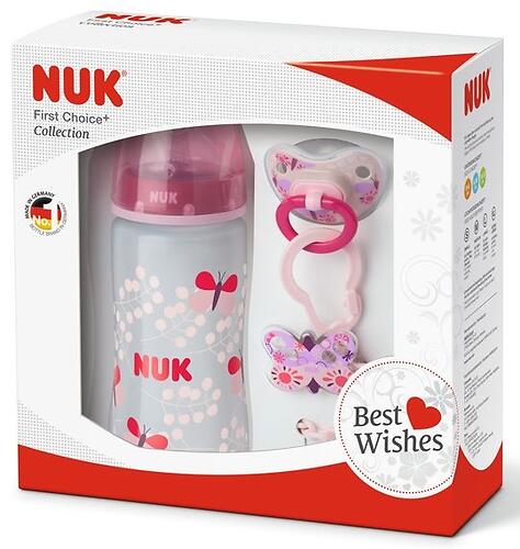 Набор подарочный Nuk 3 предмета: бутылка FС+, пустышка, цепочка Розовый (4)