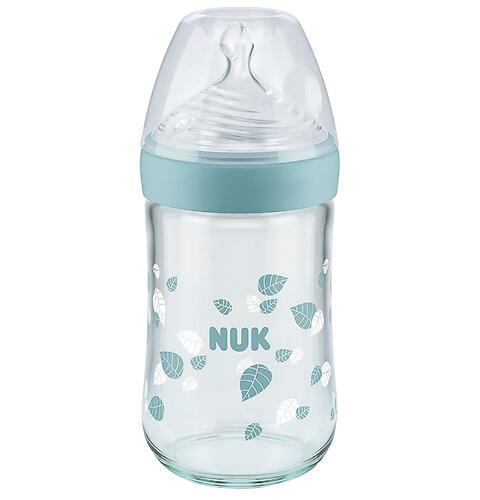 Бутылка стеклянная Nuk Nature Sense соска силикон размер M 240 мл 10745093 (6)