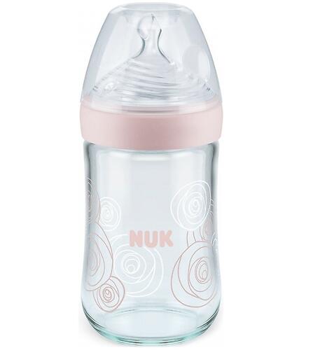 Бутылка стеклянная Nuk Nature Sense соска силикон размер M 240 мл 10745093 (7)