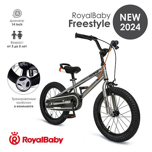Велосипед двухколесный RoyalBaby Freestyle 14 Inch Grey (7)
