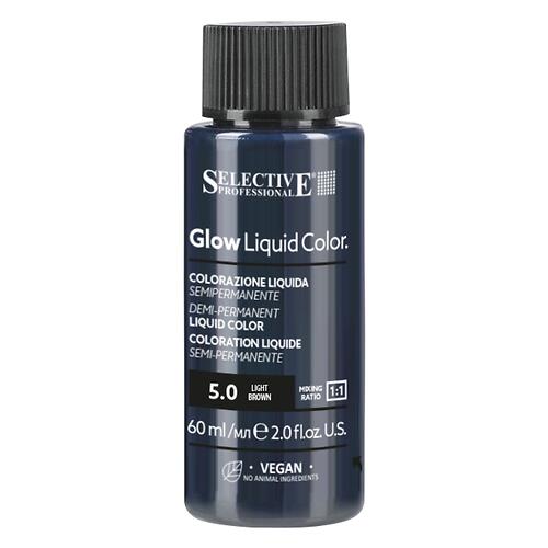 Жидкий тонирующий краситель для волос Selective Professional Glow Liquid Color 5.0 Светло‑каштановый, 60 мл (3)