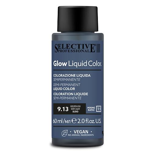 Жидкий тонирующий краситель для волос Selective Professional Glow Liquid Color 9.13 Очень светлый блонд пепельно‑золотистый, 60 мл (3)