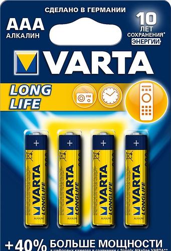 Батарейка Varta Longlife Micro 1.5V - LR03/ AAA (4шт) (1)