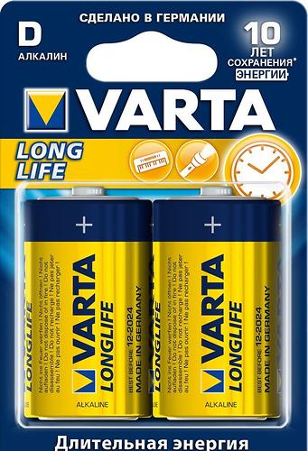 Батарейка Varta Longlife Mono 1.5V - LR20/ D (2шт) (1)